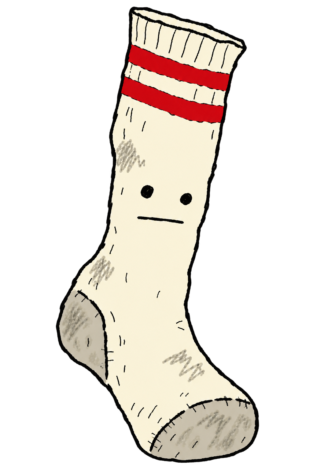 A lost sock staring blankly